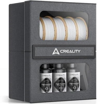 Imagen de Caja de almacenamiento filamentos Creality oficial, a prueba humedad y polvo, soporte metal resistente, estantes 2 niveles para impresión 3D, estudio, taller oficina