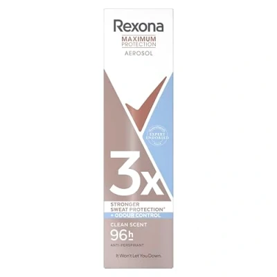 Imagen de Rexona Maximum Protection Desodorante Aerosol Antitranspirante para mujer Clean Scent, 150 ml