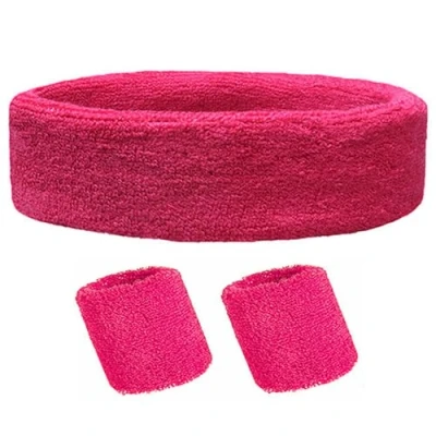 Imagen de TRIXES Juego de 3 Bandas para el Sudor Color Rosa Accesorio novedoso Disfraces Diadema y muñequera