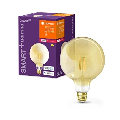 Imagen de LEDVANCE Lámpara LED inteligente con tecnología ZigBee, E27 base, vidrio dorado, Blanco cálido (2400K), 680 Lumen, sustituto de 52W iluminante 1 paquete