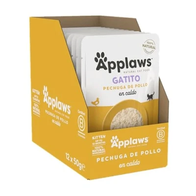 Imagen de Applaws 100% Natural Wet Kitten Food, Chicken Breast in Broth Pack of 12 x 50g Pouch