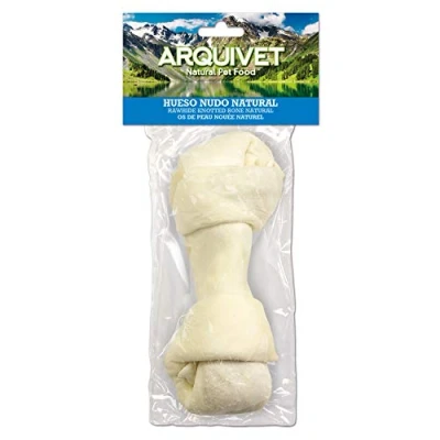 Imagen de ARQUIVET Hueso Nudo Natural Piel 16 cm (Bolsa 1 ud) Snacks, chuches, premios, golosinas, chucherías y recompensas para Perros Huesos dentales morder
