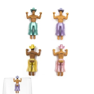 Imagen de NPW Drinking Buddies Disco Cowboys,Marcadores de bebidas, dijes copa vino, despedida soltera, noches niñas, tema vaquero y más, regalos novedosos, Plástico, No es una piedra preciosa