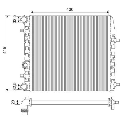 Imagen de VALEO 733062 Radiador, refrigeración del motor Aluminio 430 415 23 con regulador de refrigerante Aletas unidas mecánicamente