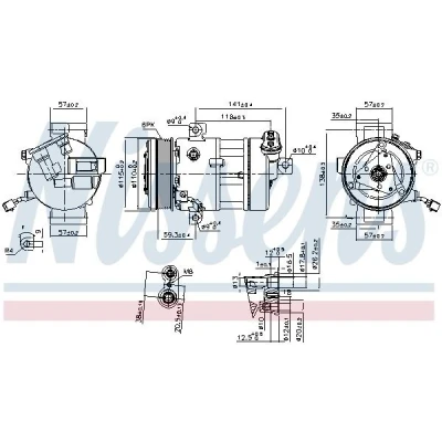 Imagen de NISSENS 890667 Compresor de Aire Acondicionado 5SL12C 12 PAG 46 R 134 a FIAT: 500L, BRAVO 2, Tipo Berlina