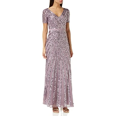 Imagen de Maya Deluxe Abendkleid Pailletten Maxi Elegant für Hochzeit V Ausschnitt A linien schnitt Brautjungfernkleid, Vestido De la Dama Honor Las Mujeres, Moody Lilac,