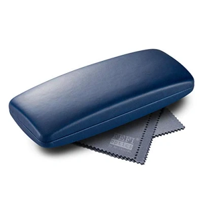 Imagen de FEFI Funda rígida para gafas Softtouch Incluye paño de limpieza y microfibra, azul oscuro, M