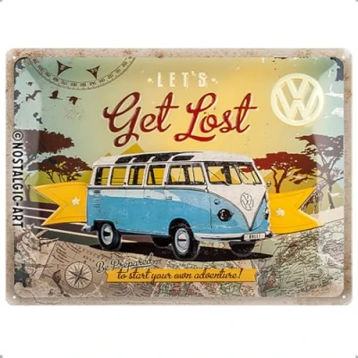 Imagen de Nostalgic Art VW Bulli Let&#039;s Get Lost Placa Decorativa, Metal, Multicolor, 30 x 40 cm