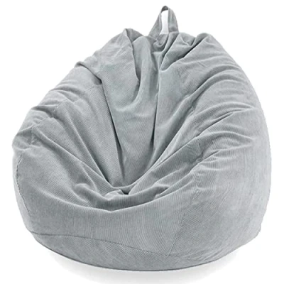 Imagen de Chickwin Funda de puf, Pera, sillón Pera sin Relleno, para Exterior e Interior, relajación, Chaise Longue salón, Dormitorio cojín (Gris, 100 x 120 cm)