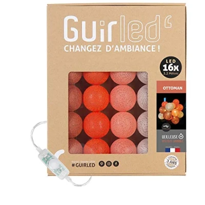 Imagen de GuirLED Guirnalda luminosa bolas de algodón LED USB Luz noche para bebé 2h Adaptador corriente dual 2A incluido 3 intensidades 16 1,6m Ottoman