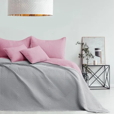 Imagen de AmeliaHome Colcha Rosa Gris 240 x 260 cm, de Cama Dos Caras, Acolchado poliéster Softa