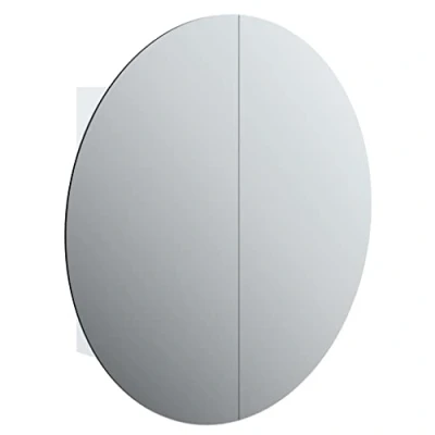 Imagen de vidaXL Armario de Baño con Espejo Redondo y LED Iluminación Maquillaje Tocador Almacenamiento Suspendido Pared Mueble Decoración Blanco