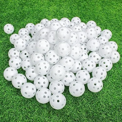 Imagen de Kofull 42 mm 50 Piezas Pelotas de Golf Distancia con Agujero Flujo Aire Coloridas Bolas plástico Perforadas para práctica Uso doméstico, Mascotas diversión Blanco