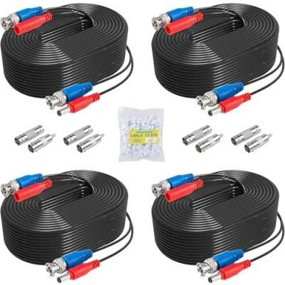 Imagen de ANNKE Cable de alimentación CC video 30 m / 100 pies HD AHD TVI, cables todo en uno, cámara vigilancia extensión BNC para instalación sistema DVR seguridad CCTV (negro)