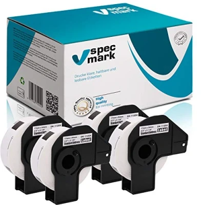 Imagen de specmark 4 rollos de etiquetas individuales compatibles con Brother DK 11204, 17 mm x 54 mm, 400 unidades, para todas las impresoras QL: QL 570, 700 y 800