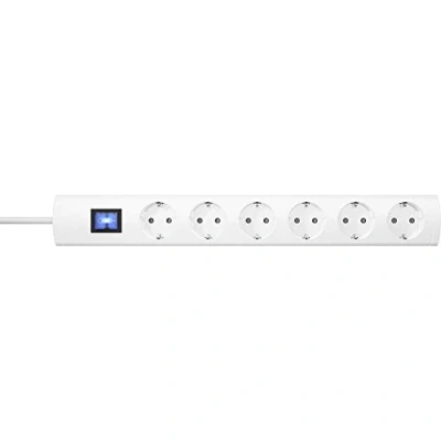 Imagen de Kopp UNOversal® Plus Regleta de 6 enchufes 5 m con Interruptor y Gran Distancia I Enchufe múltiple atornillable protección táctil Conector Interior Blanco 233002019