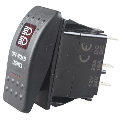 Imagen de Mintice 12V 20A LED Rojo Interruptor de Palanca Basculante Luz Impermeable Botón Pulsador Conmutador Coche 5 Pines Off Road Light