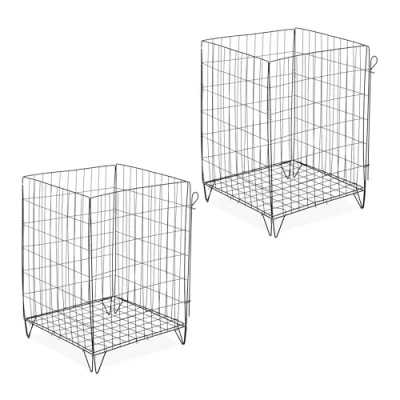 Imagen de Relaxdays 2 Compostadores de Alambre con Patas, Compostera Hojas, Jaula Compostaje Base Alta, 68x46x46cm, Acero, Negro