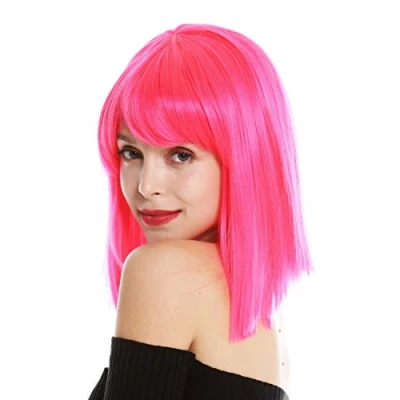 Imagen de WIG ME UP VK 10 TF2315 peluca de mujer pelo corto liso al hombro Bob largo flequillo Cleopatra color rosa claro