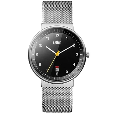 Imagen de Braun BN0032BKSLMHG Reloj análogico de cuarzo con correa acero inoxidable para hombre, color plateado/negro