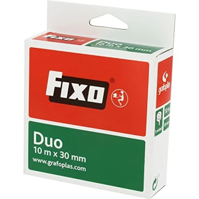 Imagen de Fixo Duo 75600100. Cinta Adhesiva Doble Cara, 30mmx10m, Libre de Ácido y Lignina, Perfecta para Manualidades con Goma EVA Scrapbooking, transparente