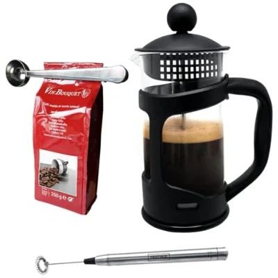 Imagen de Nerthus SET FIH 1125 Cafetera francesa de émbolo 350ml. + Pinza y cuchara Batidora leche