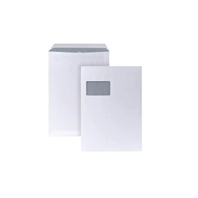 Imagen de POSTHORN bolsas de envío C4 (250 unidades) autoadhesivas con ventana, blancas impresión interior gris para protección visual, 324 x 229 mm, 90 g/m²