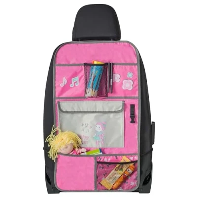 Imagen de WALSER Organizador del asiento coche para niños, protector respaldo muñecas de ballet, trasero aprox. 70x40 cm rosa