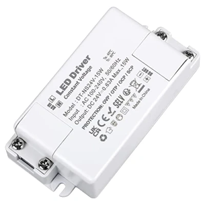 Imagen de VARICART Transformador LED 24V, 0.625A 15W 220V a Voltaje constante Driver, Adaptador Fuente de Alimentación Conmutada, usar para CCTV G4 MR11 MR16 GU5.3 Bombilla (Pack 1)