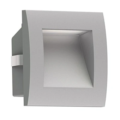 Imagen de ledscom.de aplique empotrable LED ZIBAL, downlight para exteriores, IP65, gris mate, 90 x 90mm, blanco cálido, luz de escalera, pared, iluminación empotrable, lámpara