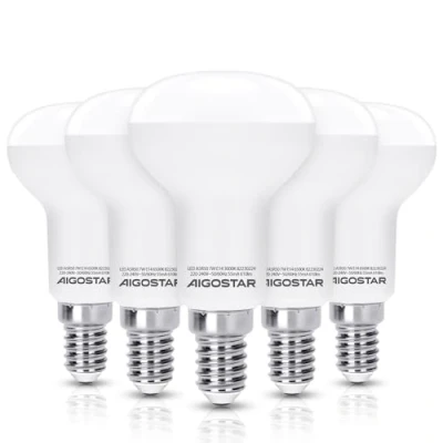 Imagen de Aigostar Pack de 5 Bombilla LED E14 7W R50,cálida luz 3000K, 610 lúmenes, Ángulo 170, No regulable