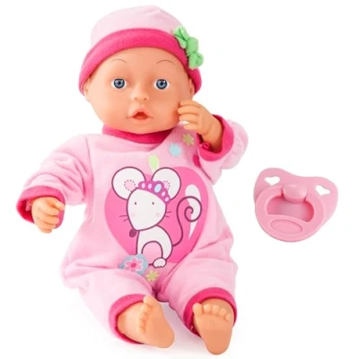 Imagen de Bayer Design Muñeca bebé 38 cm, Las Primeras Palabras, con chupete y botellín, Color rosa (93363AB) , color/modelo surtido