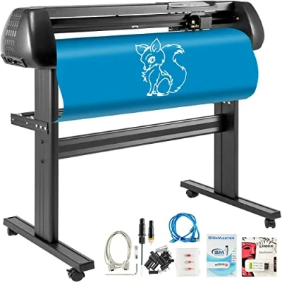 Imagen de VEVOR Máquina Cortadora de Vinilo con Soporte Piso, Plóter Cutter Plotter, Memoria128K 2M, 28 Inch Fuerza y Velocidad Ajustables para La Fabricación Signos