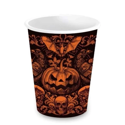 Imagen de Fiestas GUIRCA 6 Vasos Desechables Calabaza Gótica (240 ml) (9 cm) Decoración de Mesa para Halloween Terroríficas Ideal Celebraciones Miedo Naranja, Negro