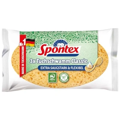 Imagen de Spontex esponja paño 19111017. Súper esponjas de tela altamente absorbentes para gran variedad aplicaciones, 3 piezas