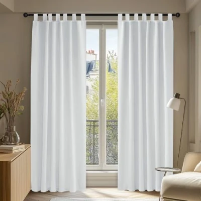 Imagen de Deconovo Cortina Opaca con Aislamiento Térmico de Poliéster para el Dormitorio 2 Piezas 140 x 175 cm Gris Perla
