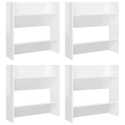 Imagen de VXL Zapatero de pared 4 uds aglomerado blanco brillante 60x18x60 cm