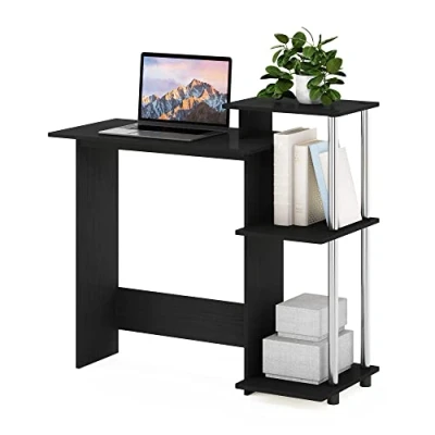 Imagen de Furinno Eficiente Escritorio para computadora portátil, Madera, Americano/Acero Inoxidable, 39.62 (D) x 100.58 (W) 85.34 (H) cm