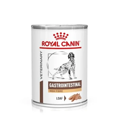 Imagen de Royal Canin Veterinary Gastrointestinal High Fibre Mousse 12 x 410 g Pienso Completo para Perros Adultos favorecer una digestión Sana con Fibra dietética