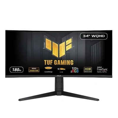 Imagen de ASUS TUF VG34VQL3A Monitor Gaming curvo 34&quot; (WQHD, 180Hz, 1500R, Diseño curvo, Extreme Low Motion Blur™, Freesync™ Premium Pro, 1ms (GTG), 125% sRGB, DisplayHDR™ 400 , DisplayWidget Center)