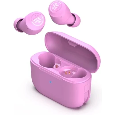 Imagen de JLab Go Air Pop Auriculares inalámbricos con Bluetooth, inalámbricos, micrófono y Caja de Carga USB, Auricular hasta 32+ Horas autonomía, Pink