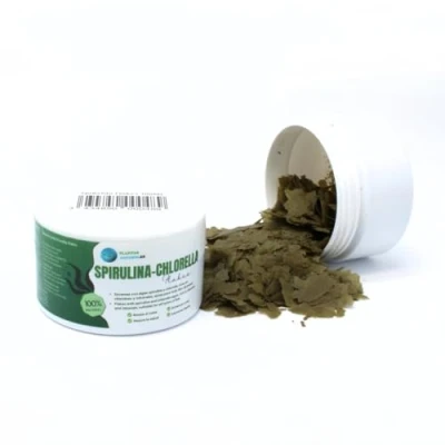 Imagen de Spirulina Chlorella Flakes Plantasacuario 100ml, alimento en Copos a Base de Algas, Escamas para Todo Tipo Peces