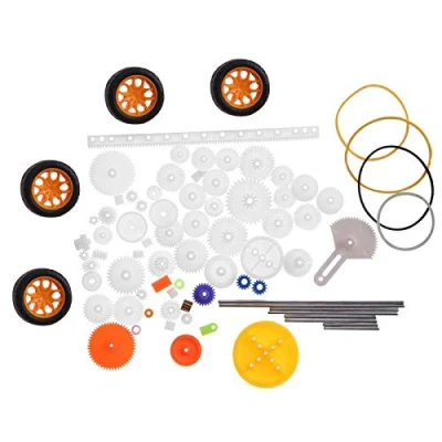Imagen de 78 piezas de engranajes plástico, variedad rica, juego accesorios bricolaje con correa polea, Mini gusano neumático para Robot coche DIY