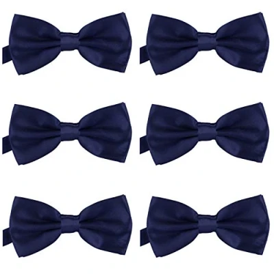 Imagen de DonDon Set de 6 Pajarita para hombre 12 x cm ajustable y lista usar Azul noche