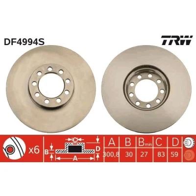 Imagen de TRW DF4994S Disco de freno 300,8 30 9 111 ventilado barnizado IVECO: DAILY 6 , Pritsche/Fahrgestell, 5 Pritsche/Fahrgestell