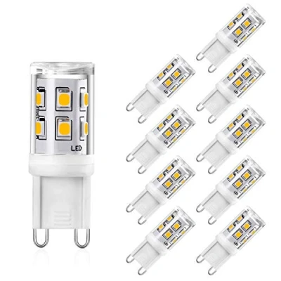 Imagen de Bombillas LED G9 de 2W, Blanco Cálido 3000K, 20W 25W Bombilla Halógena Equivalente, 400LM, Sin Parpadeo, No Regulable, Ángulo Luz 360, CRI &gt; 83, Pack 10 Unidades