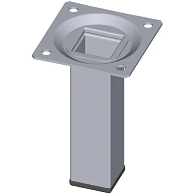 Imagen de Element System 4 Unidades de Pata Tubo Acero Tipo Cuadrado/Patas Mesa/Patas Mueble/Incluyendo Placa para atornillar / 10 cm Largo/Cromo Colores tamaños