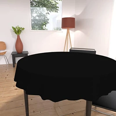 Imagen de Soleil d&#039;ocre Mantel Antimanchas Alix Redondo, Negro, Diametre 180 cm