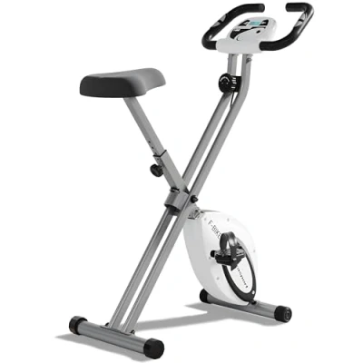Imagen de Ultrasport F Bike, Entrenador bicicleta, Bicicleta fitness Ordenador entrenamiento LCD, plegable, Máx. del usuario 110 kg, medición pulso, 8 niveles resistencia, rueda ajuste, Blanco/Plata