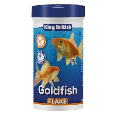Imagen de King British Copos para Goldfish 28g: Alimento Completo con multivitaminas, Ingredientes Naturales y Otros Peces de Agua fría